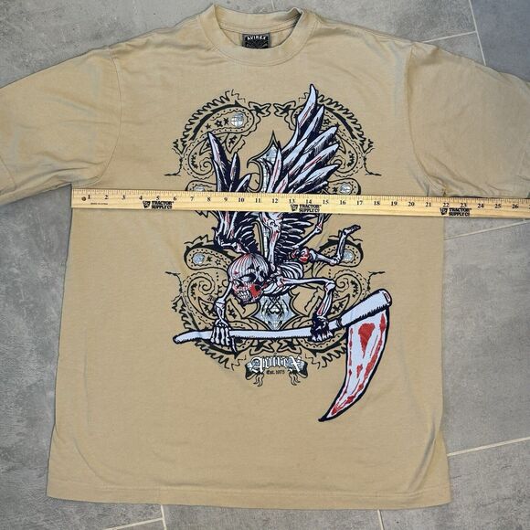 Vintage Y2K Avirex Shirt Mens L Metallic Wings Grunge Goth Skull - Picture 4 of 5